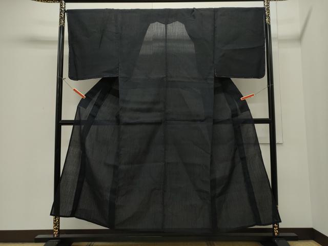 平和屋着物*夏物 男性 小千谷ちぢみ 濃紺地 麻 逸品 未使用 CAAW4865dy