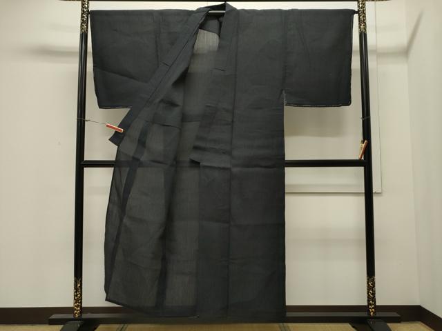 平和屋着物*夏物 男性 小千谷ちぢみ 濃紺地 麻 逸品 未使用 CAAW4865dy