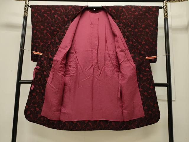 平和屋着物∞道行コート 輪奈ビロード 舞花文 ロング丈 正絹 逸品 CAAW4925dy