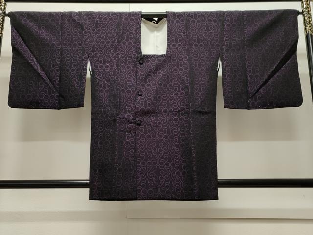 平和屋着物#道行コート 輪奈織 吉祥文 黒地 正絹 逸品 CAAW4952dy