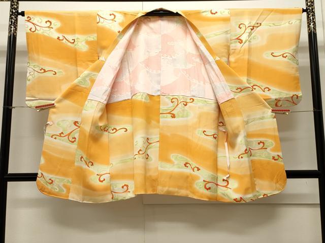 平和屋着物∞道行コート 地紋起こし 唐草文 暈し染め 正絹 逸品 CAAW4967dy