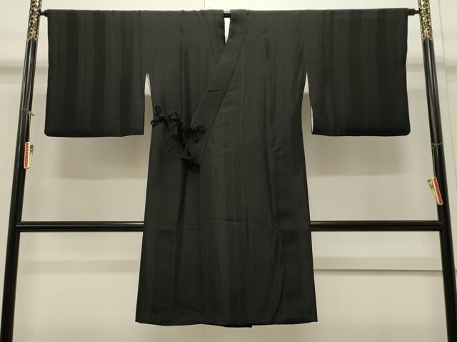 平和屋着物#道中着 間道 黒地 ロング丈 正絹 逸品 CAAW4998dy