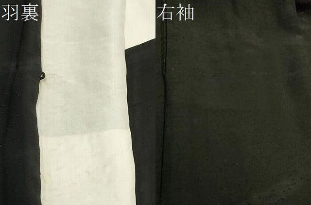 平和屋着物∞男性 紋付羽織 紬地 黒地 正絹 逸品 CAAW5001dy