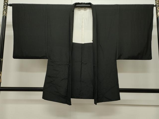平和屋着物∞男性 紋付羽織 紬地 黒地 正絹 逸品 CAAW5001dy