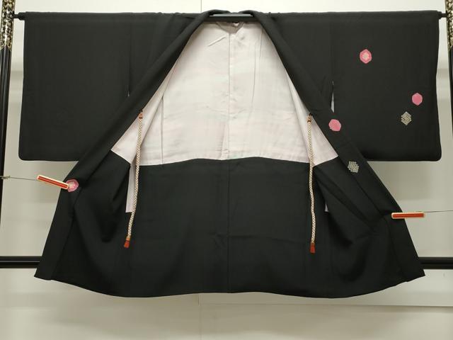 平和屋着物#羽織 絞り 亀甲文 黒地 正絹 逸品 CAAW5005dy