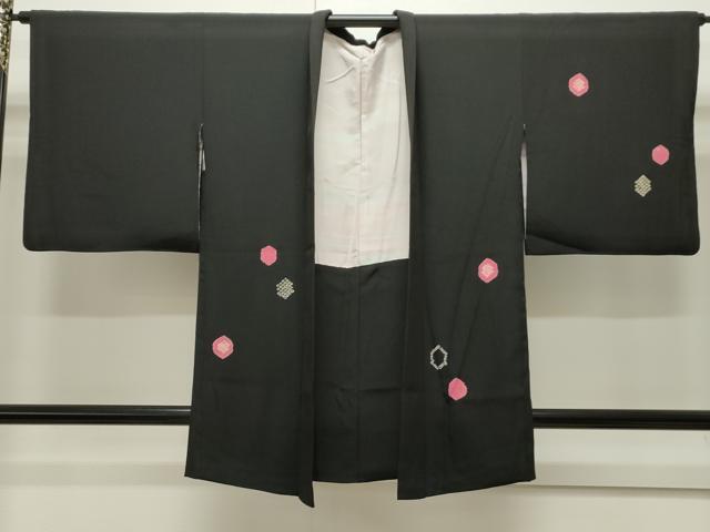 平和屋着物#羽織 絞り 亀甲文 黒地 正絹 逸品 CAAW5005dy
