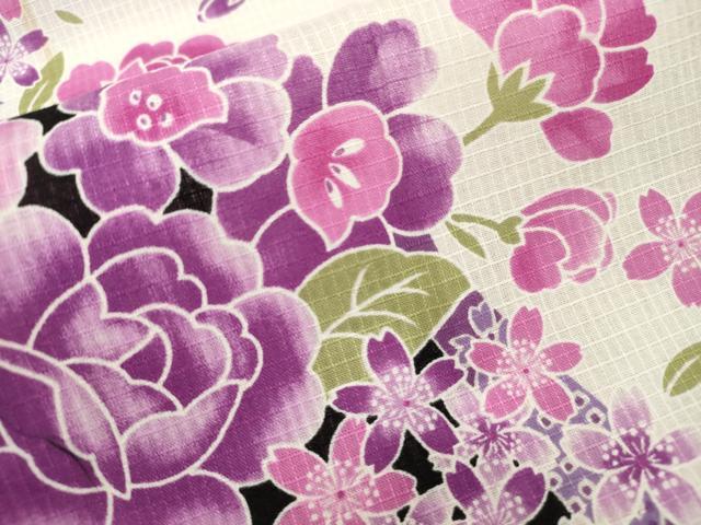 平和屋着物∴夏物 女の子 綿紅梅 浴衣 草花文 綿 逸品 CAAW5012dy