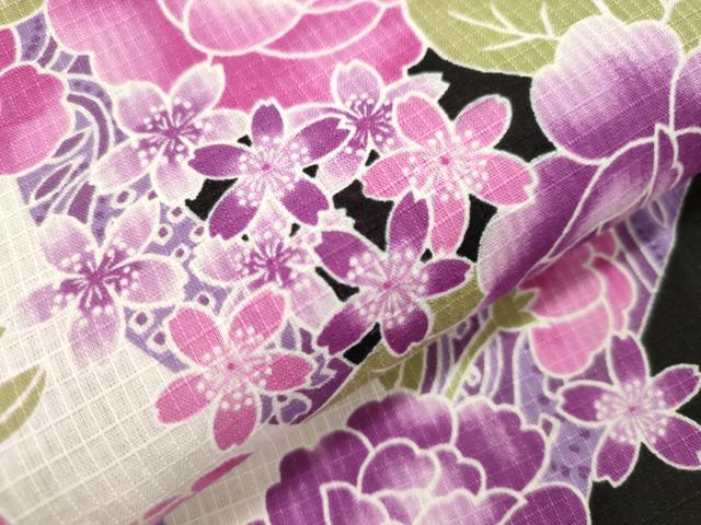 平和屋着物∴夏物 女の子 綿紅梅 浴衣 草花文 綿 逸品 CAAW5012dy