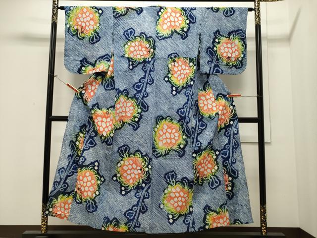 平和屋着物∴夏物 浴衣 有松鳴海絞り 草花文 綿 逸品 CAAW5023dy