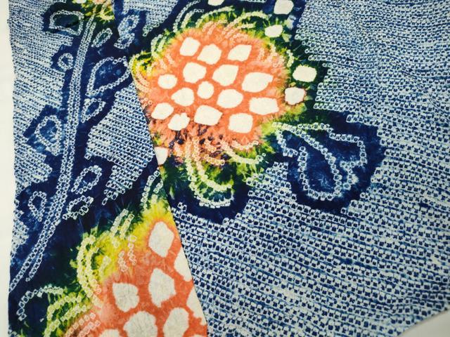 平和屋着物∴夏物 浴衣 有松鳴海絞り 草花文 綿 逸品 CAAW5023dy