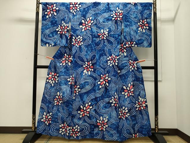 平和屋着物∴夏物 浴衣 有松鳴海絞り 舞花文 綿 逸品 CAAW5032dy