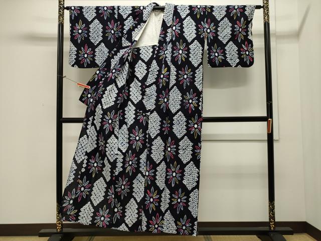 平和屋着物∴夏物 浴衣 有松鳴海絞り 亀甲花文 綿 逸品 CAAW5037dy