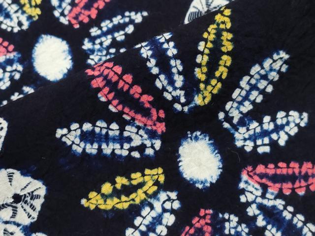 平和屋着物∴夏物 浴衣 有松鳴海絞り 亀甲花文 綿 逸品 CAAW5037dy