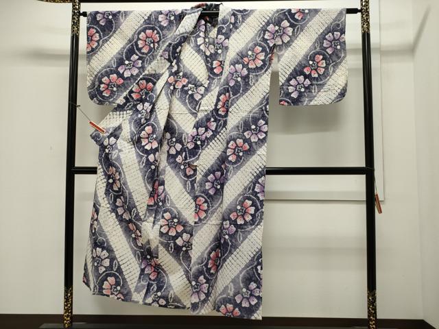 平和屋着物∴夏物 浴衣 有松鳴海絞り 花唐草文 綿 逸品 CAAW5038dy