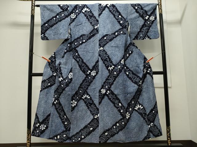 平和屋着物∴夏物 浴衣 有松鳴海絞り 草花文 綿 逸品 CAAW5041dy