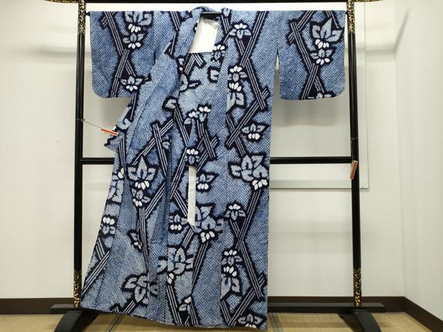 平和屋着物∴夏物 浴衣 有松鳴海絞り 笹文 綿 逸品 CAAW5043dy