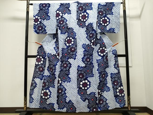 平和屋着物∴夏物 浴衣 有松鳴海絞り 舞花文 綿 逸品 CAAW5044dy