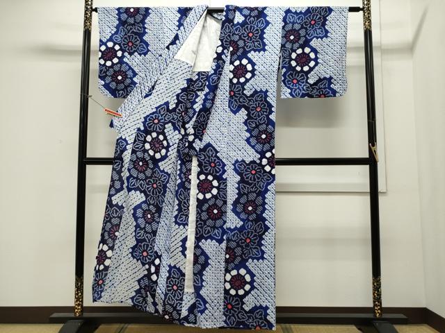 平和屋着物∴夏物 浴衣 有松鳴海絞り 舞花文 綿 逸品 CAAW5044dy