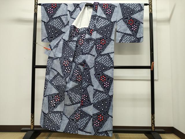 平和屋着物∴夏物 浴衣 有松鳴海絞り 切嵌花文 綿 逸品 CAAW5045dy
