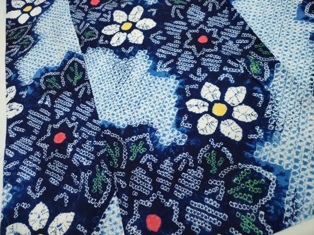 平和屋着物∴夏物 浴衣 有松鳴海絞り 草花文 綿 逸品 未使用 CAAW5046dy