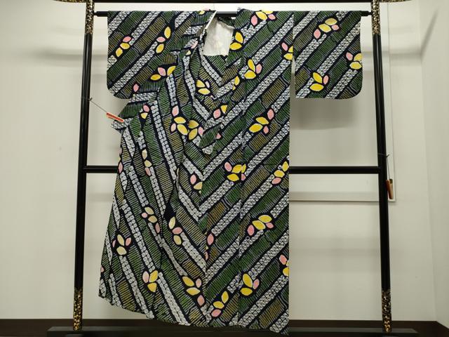 平和屋着物∴夏物 浴衣 有松鳴海絞り 舞葉文 綿 逸品 CAAW5048dy