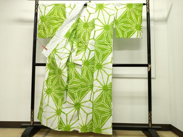 平和屋着物∴夏物 浴衣 有松鳴海絞り 麻の葉文様 綿 逸品 CAAW5051dy