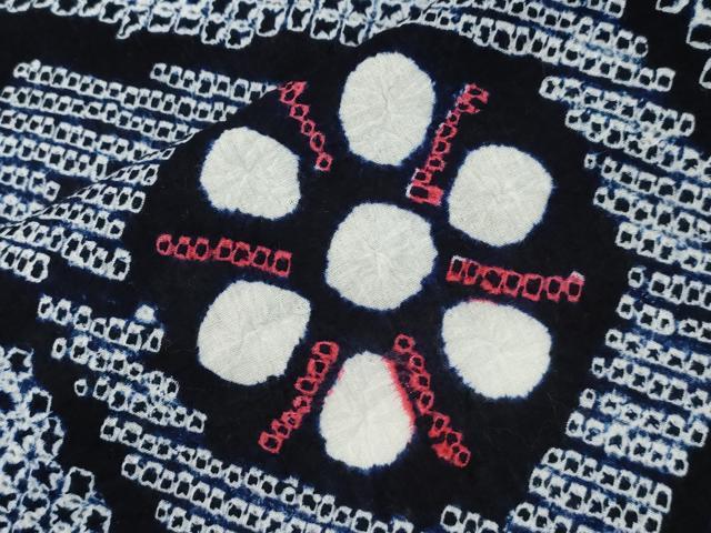 平和屋着物∴夏物 浴衣 有松鳴海絞り 亀甲花文 綿 逸品 CAAW5053dy