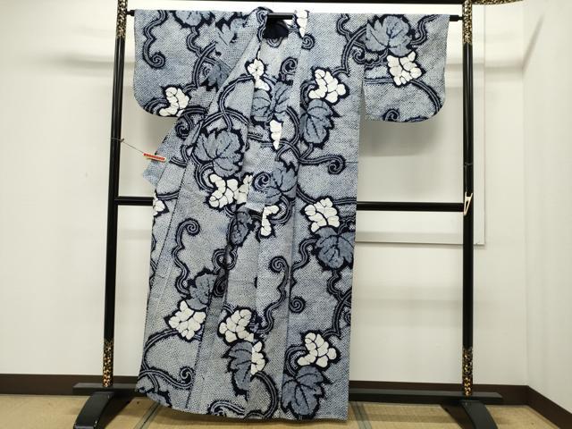 平和屋着物∴夏物 浴衣 有松鳴海絞り 蔦の葉文 綿 逸品 CAAW5055dy