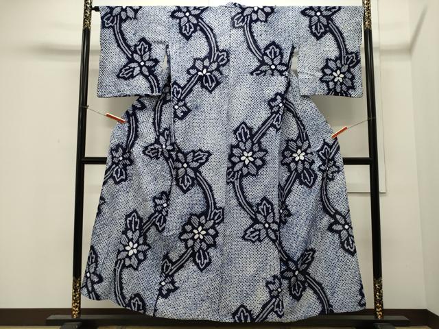 平和屋着物∴夏物 浴衣 有松鳴海絞り 草花文 綿 逸品 CAAW5071dy