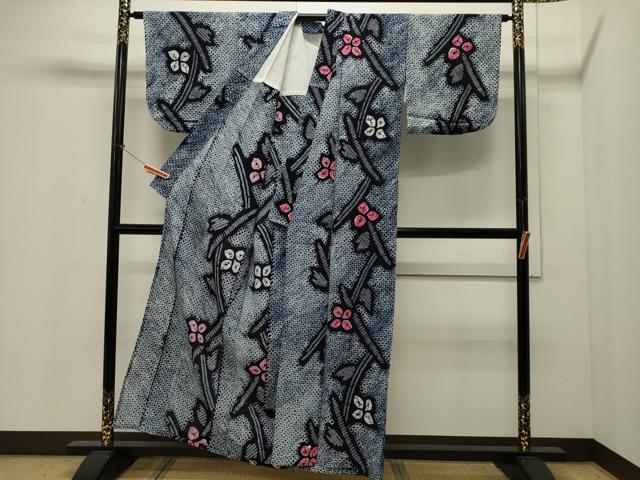 平和屋着物∴夏物 浴衣 有松鳴海絞り 草花文 綿 逸品 CAAW5072dy