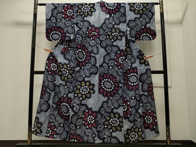 平和屋着物∴夏物 浴衣 有松鳴海絞り 草花文 綿 逸品 CAAW5073dy