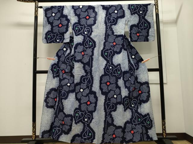 平和屋着物∴夏物 浴衣 有松鳴海絞り 草花文 綿 逸品 CAAW5077dy