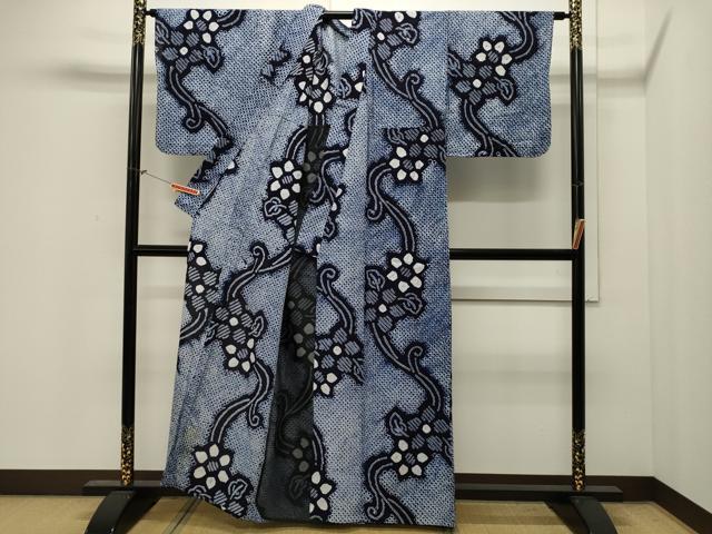 平和屋着物∴夏物 浴衣 有松鳴海絞り 草花文 綿 逸品 CAAW5083dy
