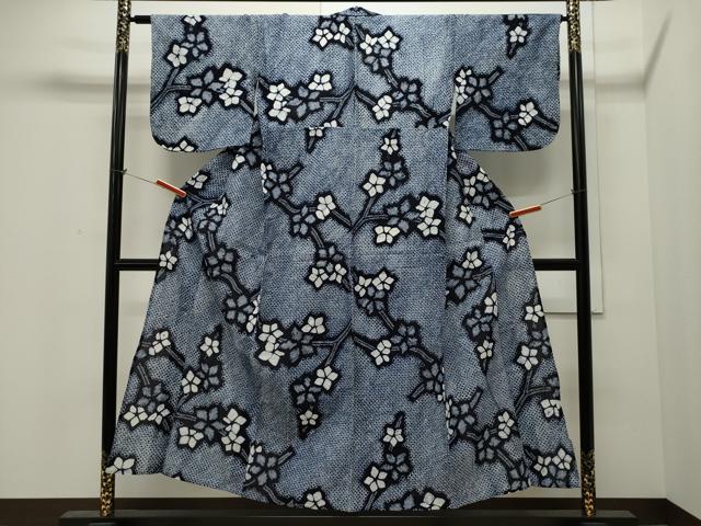 平和屋着物∴夏物 浴衣 有松鳴海絞り 枝花文 綿 逸品 CAAW5089dy
