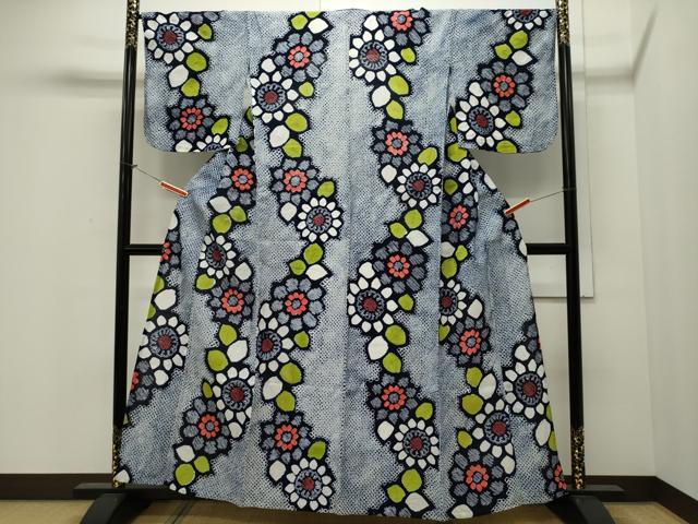 平和屋着物∴夏物 浴衣 有松鳴海絞り 花繋ぎ文 綿 逸品 CAAW5090dy