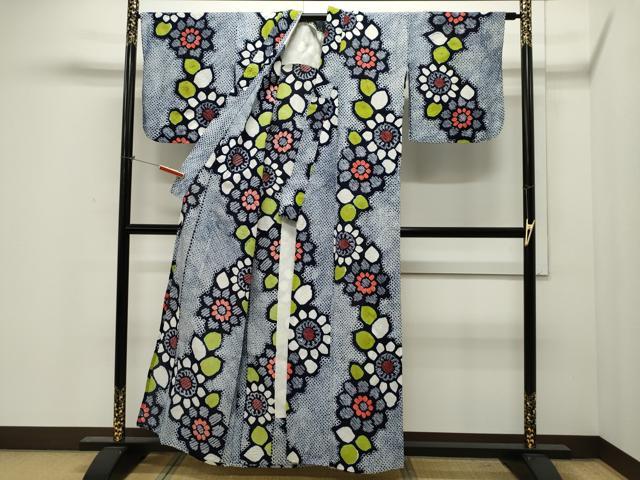 平和屋着物∴夏物 浴衣 有松鳴海絞り 花繋ぎ文 綿 逸品 CAAW5090dy