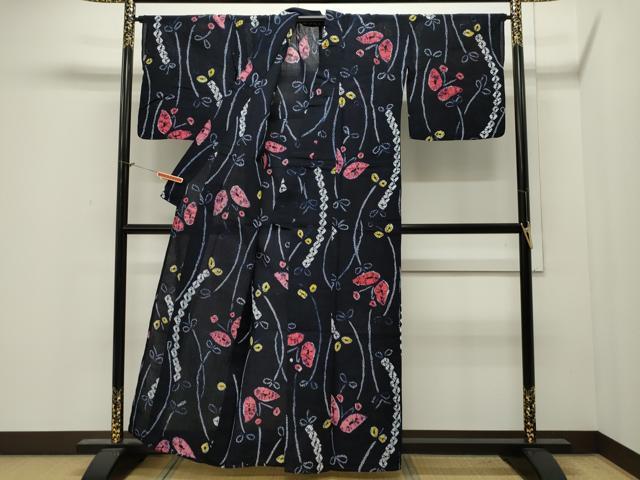 平和屋着物∴夏物 浴衣 有松鳴海絞り 舞蝶文 綿 逸品 CAAW5091dy