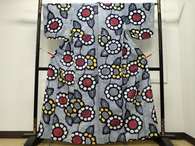 平和屋着物∴夏物 浴衣 有松鳴海絞り 草花文 綿 逸品 CAAW5093dy