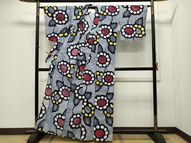 平和屋着物∴夏物 浴衣 有松鳴海絞り 草花文 綿 逸品 CAAW5093dy