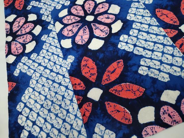 平和屋着物∴夏物 浴衣 有松鳴海絞り 花繋ぎ文 綿 逸品 CAAW5094dy