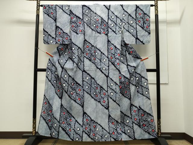 平和屋着物∴夏物 浴衣 有松鳴海絞り 菱花文 綿 逸品 CAAW5100dy