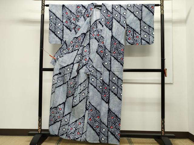 平和屋着物∴夏物 浴衣 有松鳴海絞り 菱花文 綿 逸品 CAAW5100dy