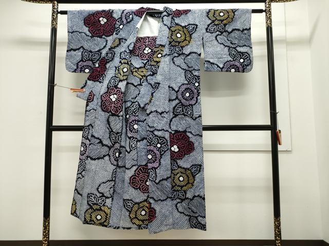 平和屋着物∴夏物 浴衣 有松鳴海絞り 雲取り草花文 綿 逸品 CAAW5106dy