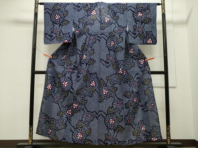 平和屋着物∴夏物 浴衣 有松鳴海絞り 草花文 綿 逸品 未使用 CAAW5109dy