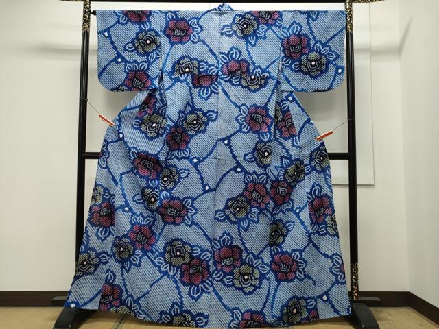 平和屋着物∴夏物 浴衣 有松鳴海絞り 草花文 綿 逸品 CAAW5115dy
