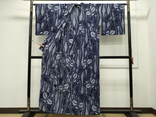 平和屋着物∴夏物 浴衣 有松鳴海絞り 花蝶文 綿 逸品 CAAW5118dy