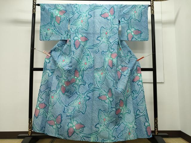 平和屋着物∴夏物 浴衣 有松鳴海絞り 舞蝶文 綿 逸品 CAAW5119dy