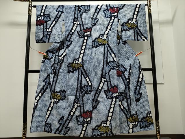 平和屋着物∴夏物 浴衣 有松鳴海絞り 笹竹文 綿 逸品 未使用 CAAW5132dy