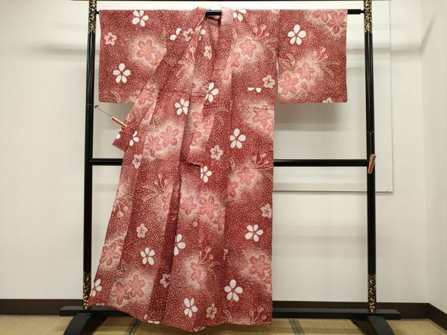 平和屋着物∴夏物 浴衣 有松鳴海絞り 舞花文 綿 逸品 CAAW5133dy