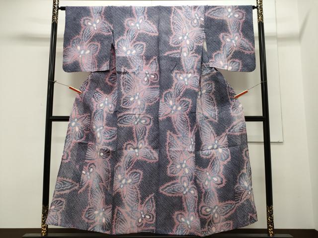 平和屋着物∴夏物 浴衣 有松鳴海絞り 舞蝶文 綿 逸品 CAAW5135dy
